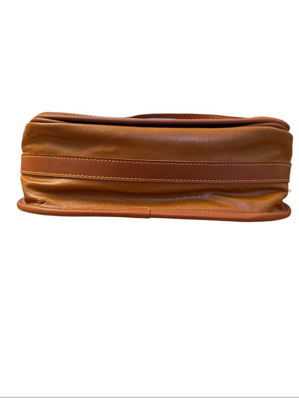 Vintage Dooney & Bourke Tan Leather Crossbody Saddle Bag with Gold Hardware - Picture 5 of 8